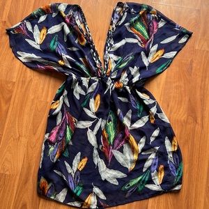 Sheer blue cover up with beautiful design.